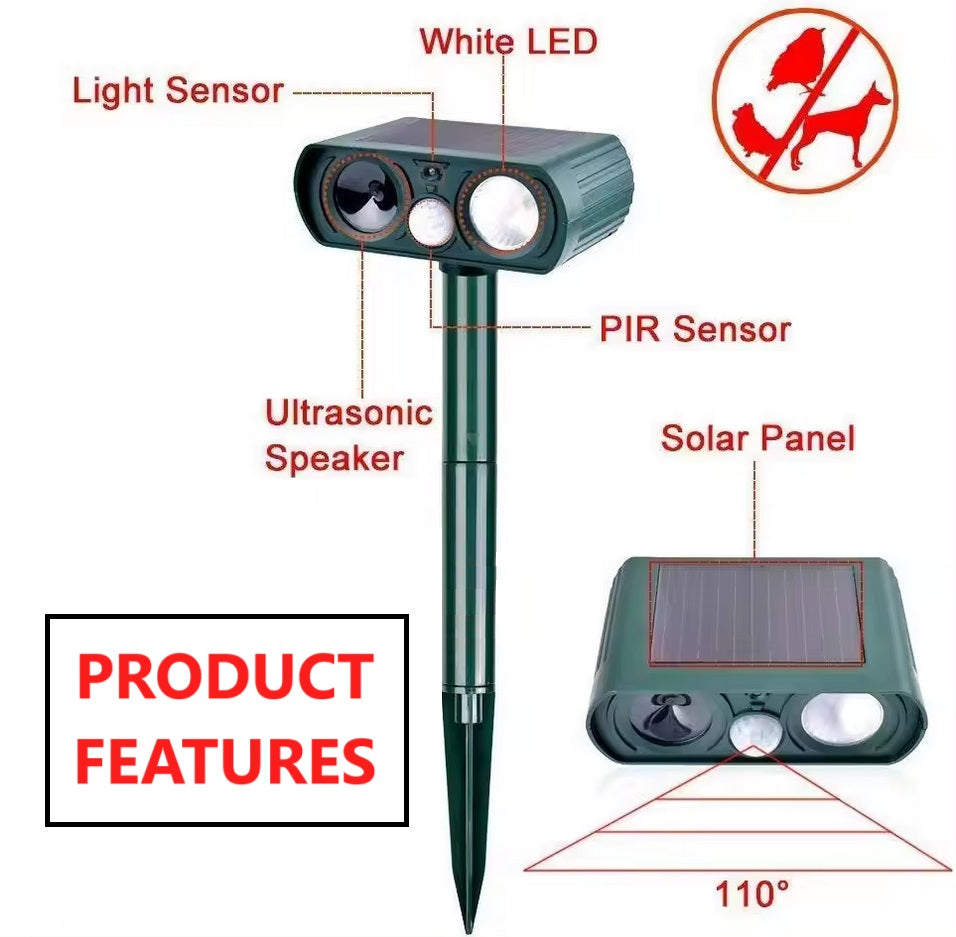 Garden Guardian - Solar Powered Ultrasonic Animal Repellent - Envirobug