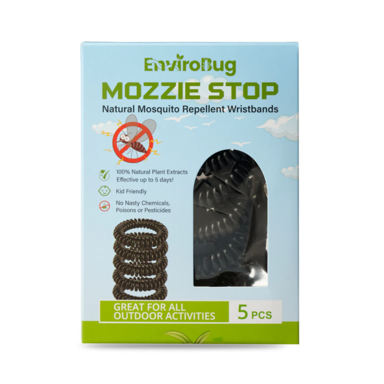 Mozzie Stop: Natural Mosquito Repellent Wristbands (5 Pcs) - Envirobug
