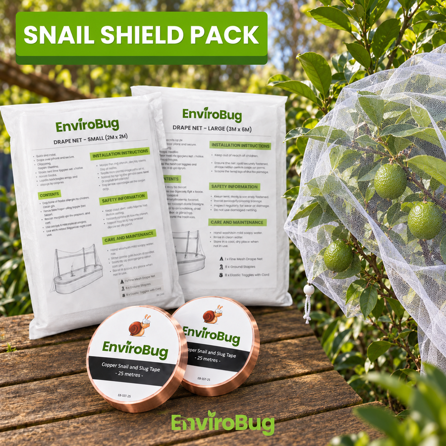 Snail Shield Pack – Copper Barrier, Drape Net & Fruit Bags for Garden Defence - Envirobug