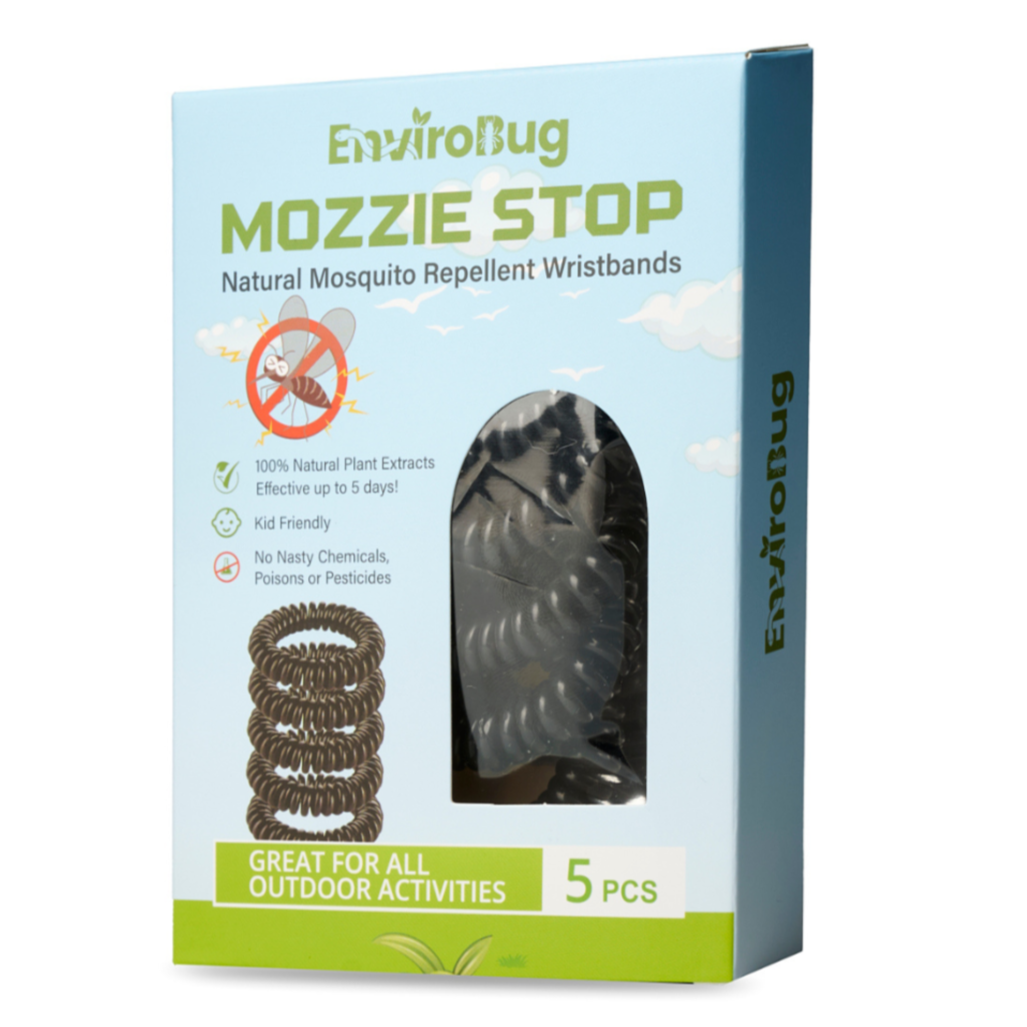 Mozzie Stop: Natural Mosquito Repellent Wristbands (5 Pack) - Envirobug