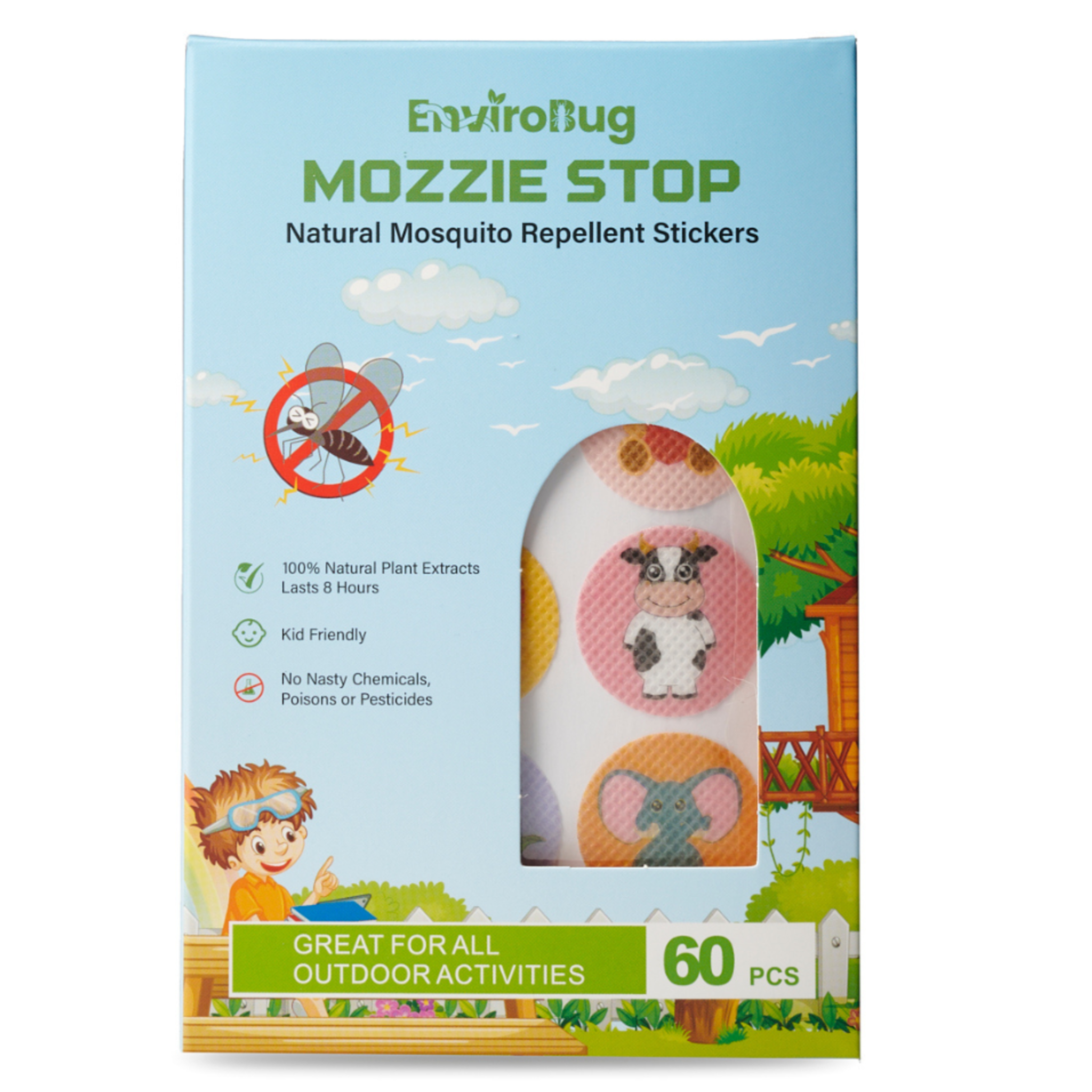 Mozzie Stop: Natural Mosquito Repellent Stickers (60 Pack) - Envirobug