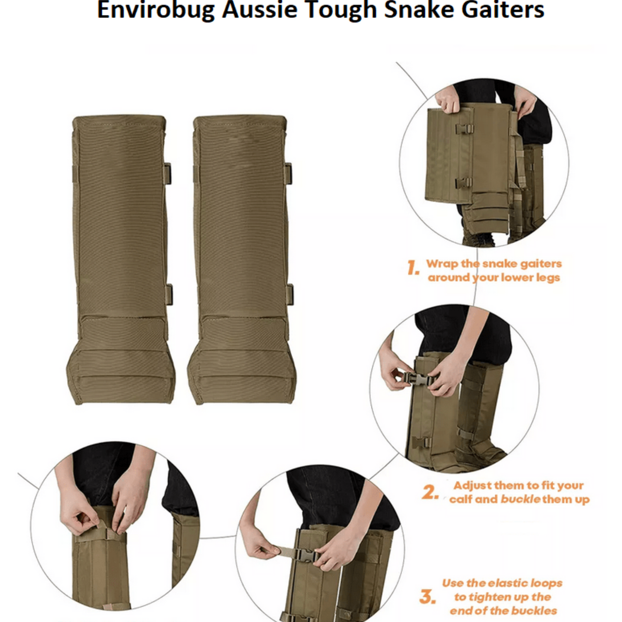 Aussie Tough Leg Protecting Snake Gaiters (One Pair)-Envirobug