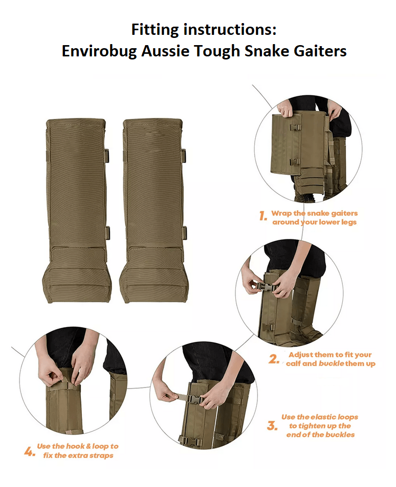 Aussie Tough Leg Protecting Snake Gaiters (One Pair) - Envirobug