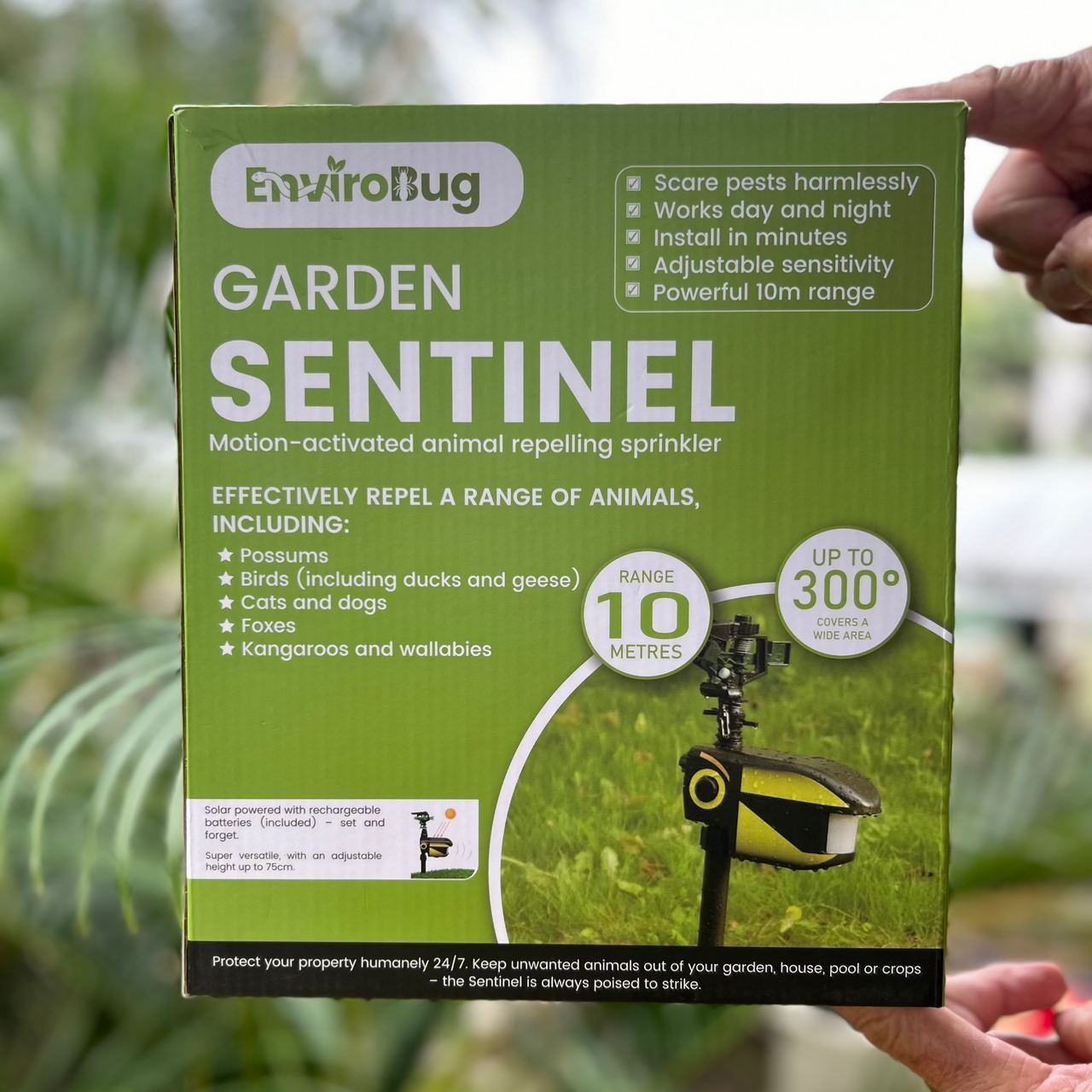 Garden Sentinel - Motion-Activated Pest Repeller Sprinkler (Solar Powered)