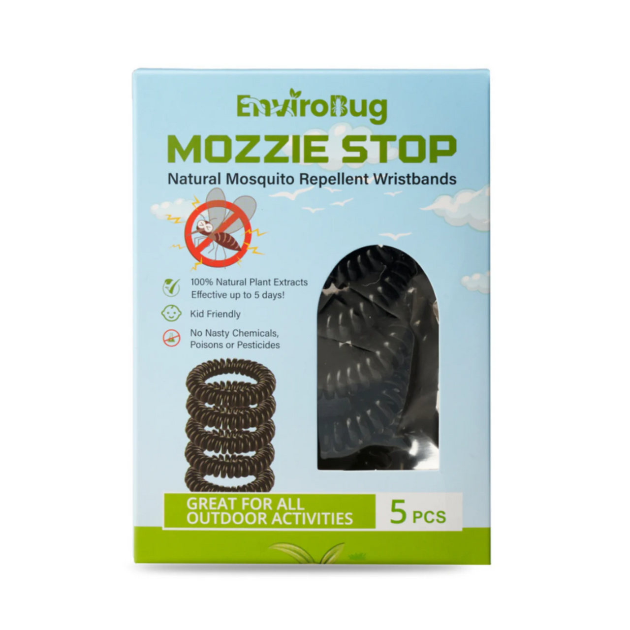 Mozzie Stop: Natural Mosquito Repellent Wristbands (5 Pcs)