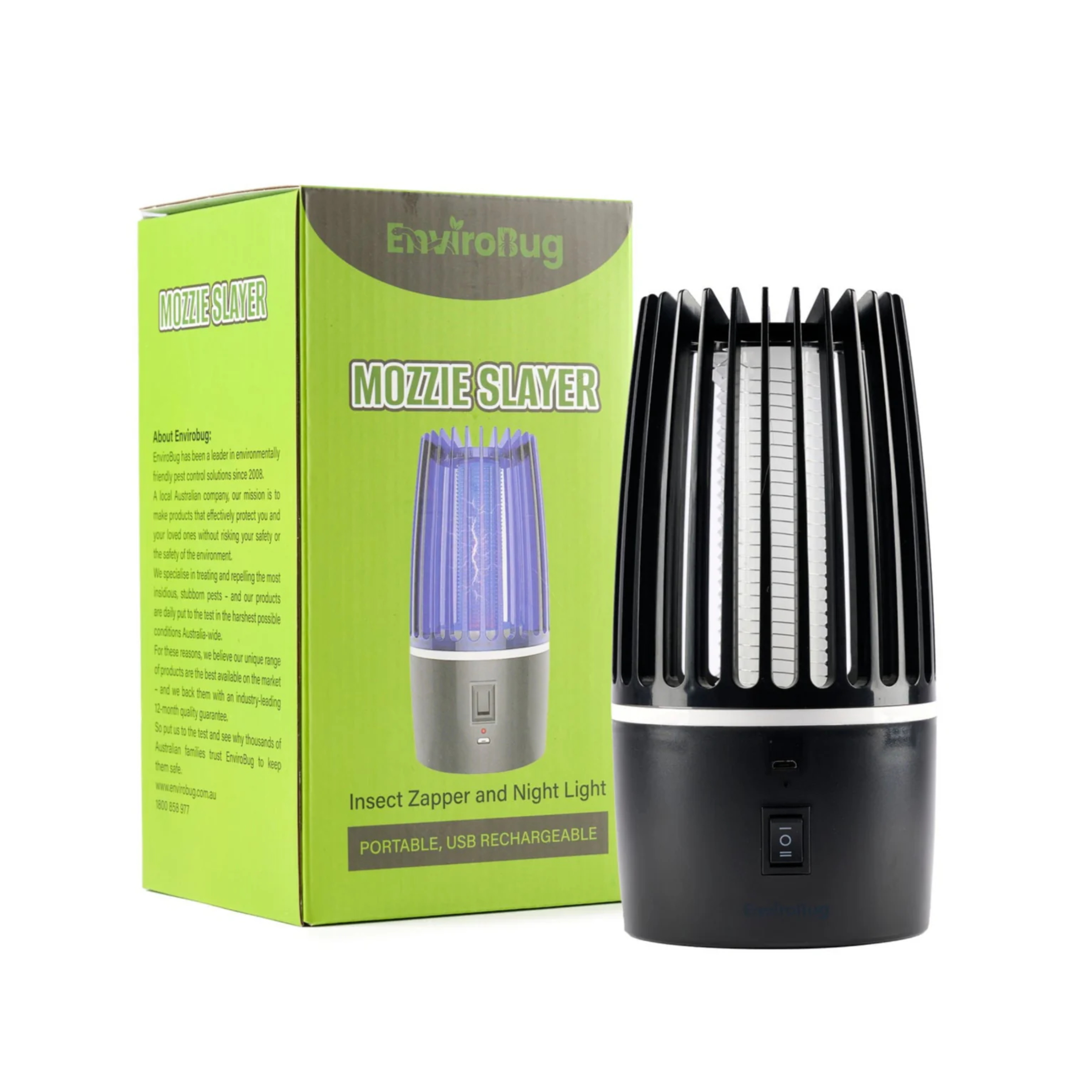 Envirobug Mozzie Slayer - Rechargeable Mozzie Zapper and Portable Night Light - Envirobug
