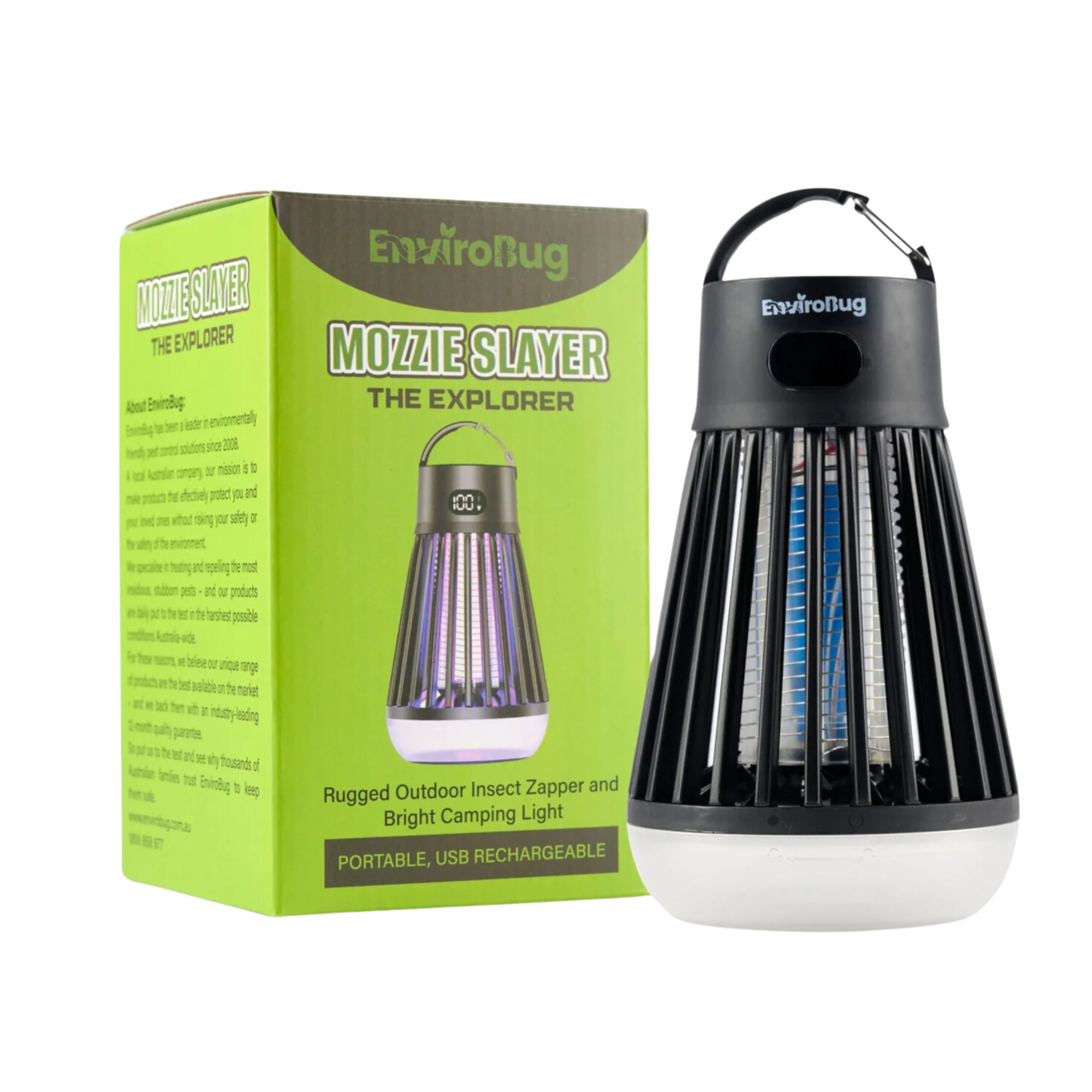 EnviroBug Mozzie Slayer - Camping Mozzie Zapper with Powerful Light - Envirobug