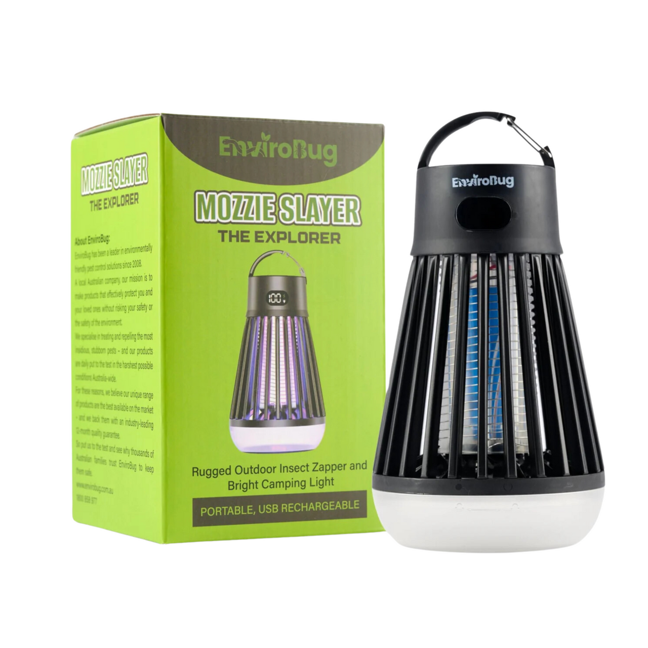 EnviroBug Mozzie Slayer - Camping Mozzie Zapper with Powerful Light