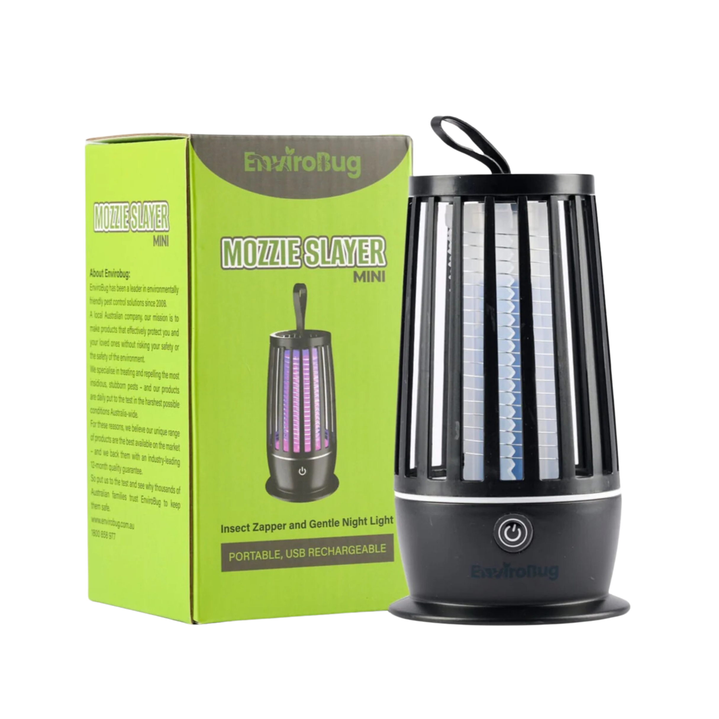 Envirobug Mozzie Slayer Mini - Portable Mozzie Zapper and Bug Killer Night Light - Envirobug