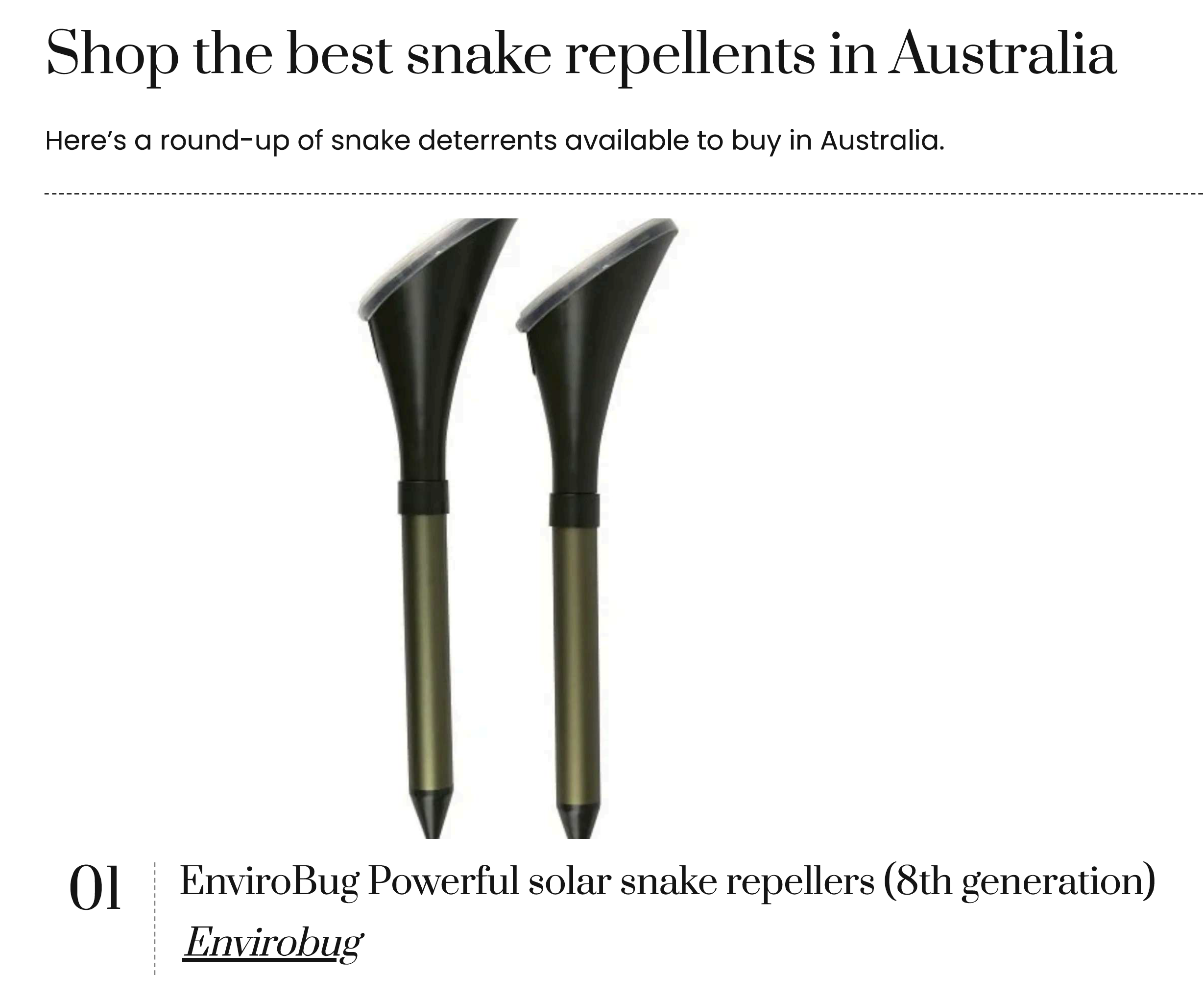Better Homes & Gardens: Shop the best snake repellents in Australia &mdash; 01 EnviroBug Powerful solar snake repellers (8th generation), Envirobug